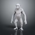 White Monkey Sculpture 3D Modeled With Muscular Build Standing Pose Detailed Carving