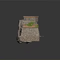 Traditional Stone Buildings With Textured Blocks Flat Roofs And Plant Decorations