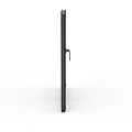 Modern Double Door Storage Cabinet With Glass Panels And Black Metal Frame Design