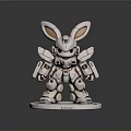 Silver Mechanical Rabbit Figurine With Metallic Texture And Mechanical Joints On Base Featuring LOSIR Lettering 3d model