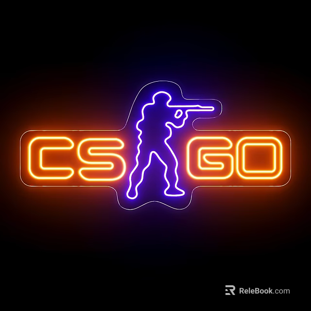 CS GO Themed Neon Lightbox With Silhouette Figure And Gaming Design 3d model