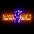 CS GO Themed Neon Lightbox With Silhouette Figure And Gaming Design 3d model