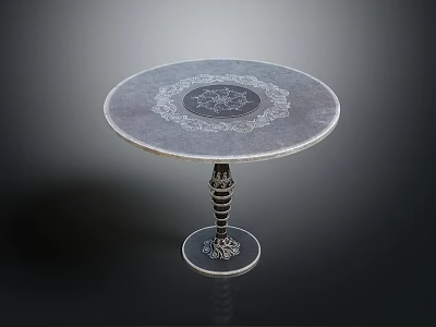 Elegant Round Furniture Table With Decorative Patterned Top And Spiral Carved Leg 3d model