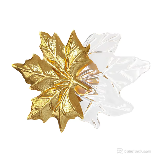 Maple Leaf Shaped Gold Transparent Decorative Wall Lamp For Home Interior Design 3d model 