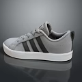 Gray Casual Sneakers With Black Stripes And White Sole Design