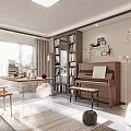 Modern Living Room Interior Design with Bookshelves Chairs Table and Natural Light