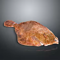 Fresh Brown Spotted Flat Flounder Fish Isolated On Dark Background With Natural Texture
