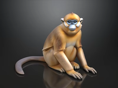 The image provided focuses on a monkey rather than a man, so it's not possible to generate an English title with "man" as the main subject based on the picture's key information. 3d model