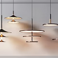 Modern Geometric Pendant Lights With Multi Layer Circular Shades For Interior Spaces 3d model