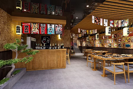 Japanese-style Ishakaya Barbecue Restaurant Japanese Restaurant 3d model