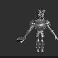 3D Robot Character With Plant Head And Metal Armor Holding Weapon