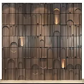 Wooden Decorative Wall With Geometric Shapes And Lighting 3d model