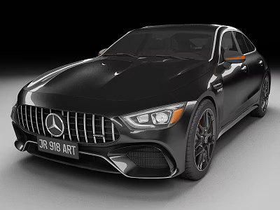 Black Mercedes AMG GT Coupe With Sporty Front Design And Sleek Wheels 3d model