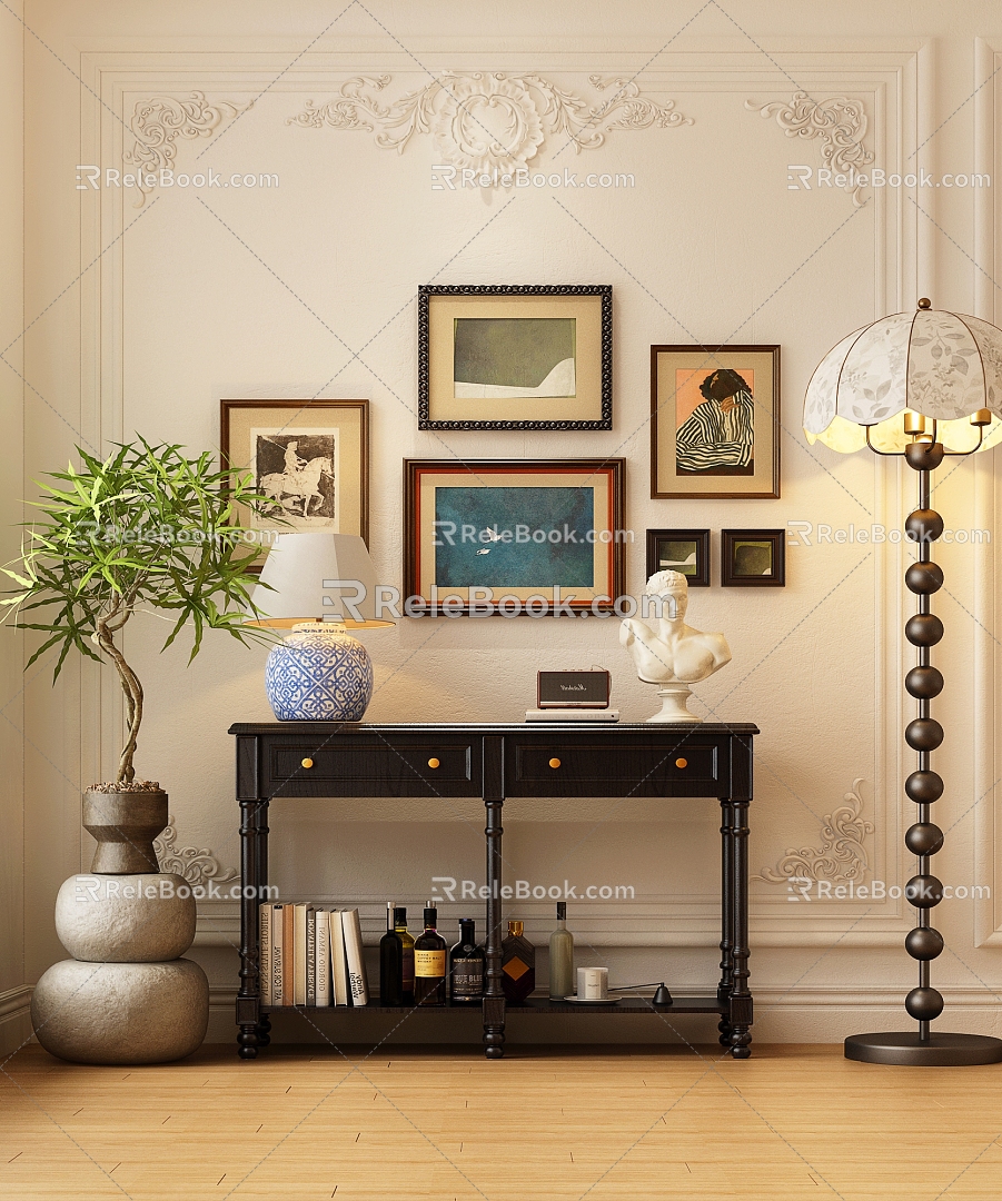 French End View Desk American End View Desk French Hallway Decorative Cabinet 3d model