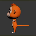 Cute Cartoon Monkey Character with Orange Body Red Top Big Blue Eyes and Arms Outstretched