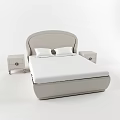 Light Gray Double Bed With Curved Headboard Two Nightstands White Pillows And Sheets 3d model
