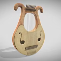 Classical Wooden Lyre Musical Instrument Artistic Tool with Curved Arms and Strings