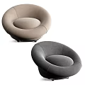 Modern Stylish Single Sofa with Light Brown and Dark Gray Round Curved Upholstered Seat Design