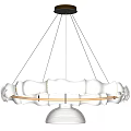 Modern White Chandelier With Wavy Design And Metal Frame Small Shade
