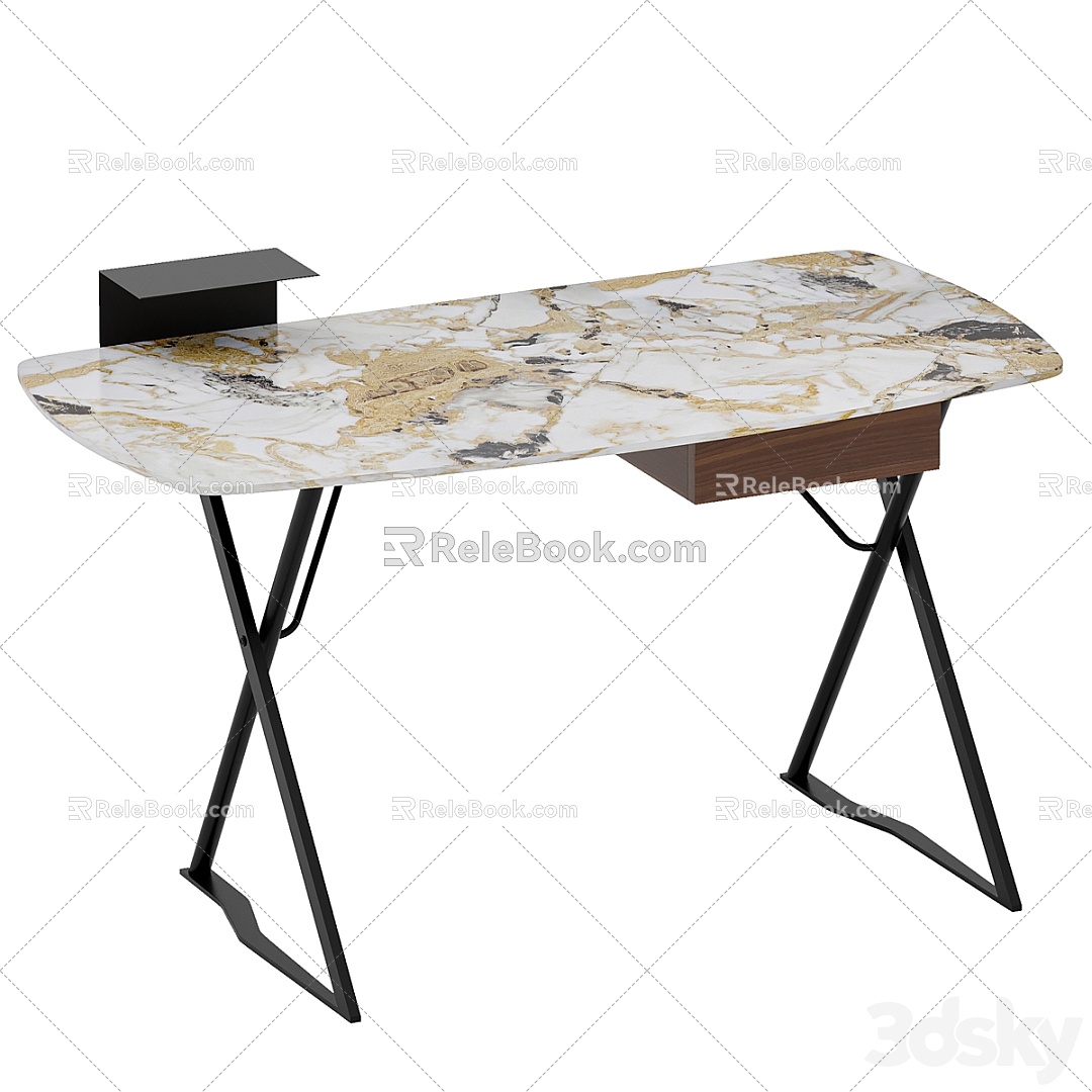 Simple Light Luxury Marble Desk Desk Simple Marble Desk Dressing Table Study Desk 3d model