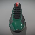 Green Sports Shoes With Shiny Upper Mesh Gray Panels And Black Laces Red TRRA Tongue