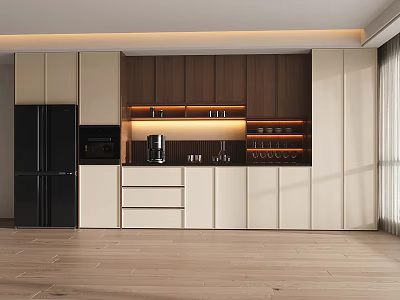 Elegant Modern Wine Cabinet With Glass Shelves And Warm Interior Lighting 3d model