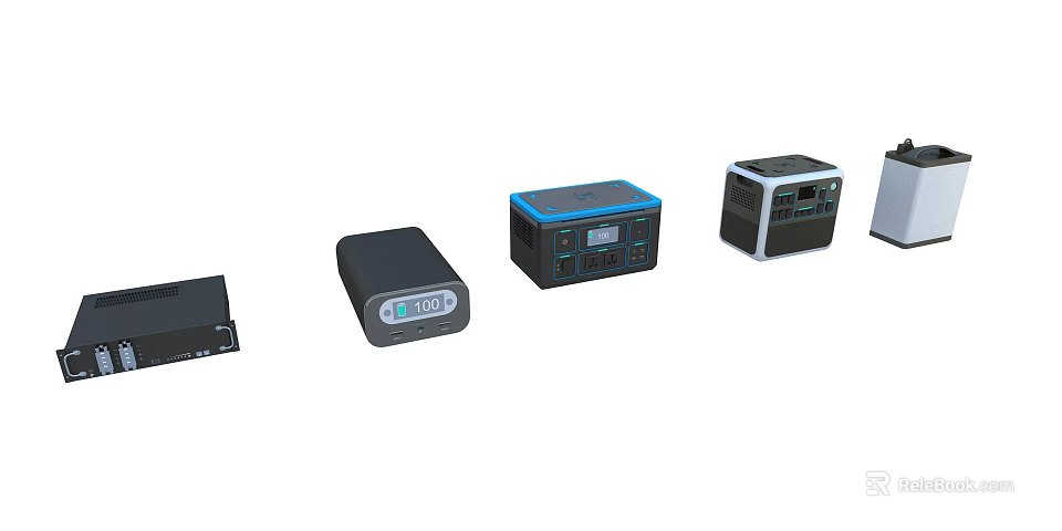 Portable Power Stations For Mobile Devices With Various Designs And Capacities 3d model 