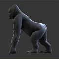 Detailed Realistic Gorilla 3D Model Crouching On Dark Reflective Surface 3d model