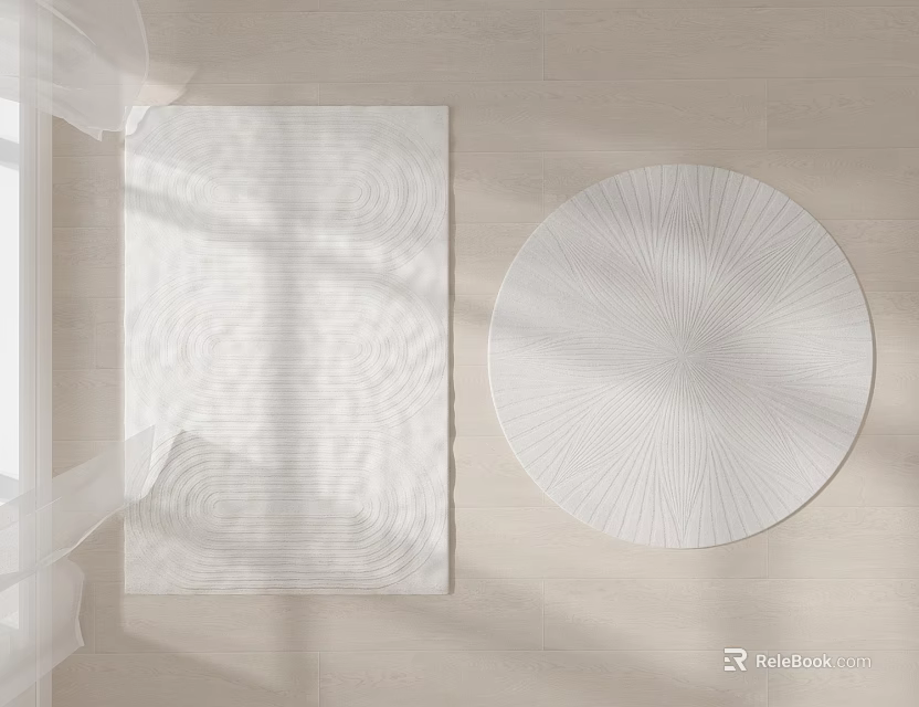 White square rug with modern textured pattern and soft surface for home decoration 3d model 