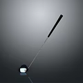 Golf Ball And Club Placed On Dark Surface With Reflective Light 3d model