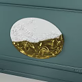 Teal Wall Featuring Round White And Gold Textured Wall Decor With Ornate Frames 3d model
