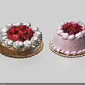 Two Delicious Cakes Topped With Fresh Strawberries And Cream On Golden Trays