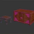 Ornate Traditional Redwood Furniture Set With Carved Cabinet And Small Table
