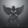 Decorative Chair With Ornate Wings Oval Back Decoration And Carved Legs Design