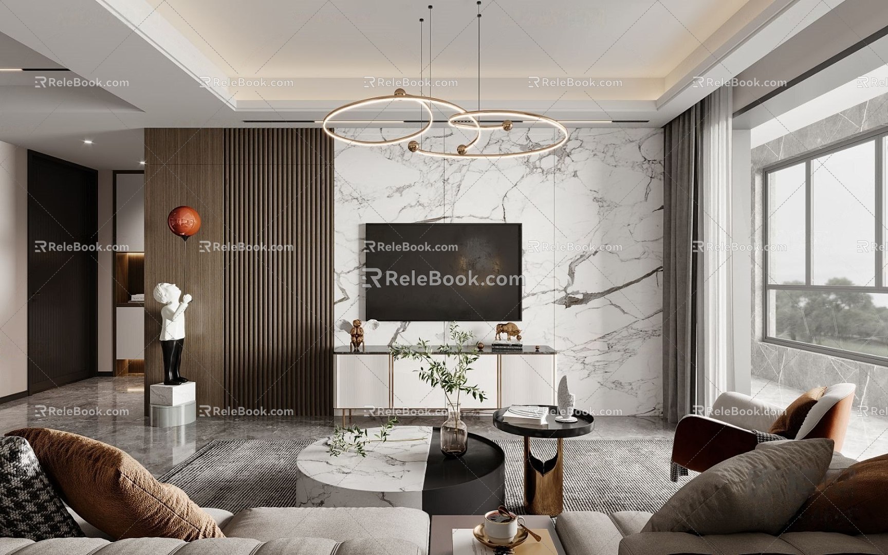 Modern Living Room Dining Room 3d model