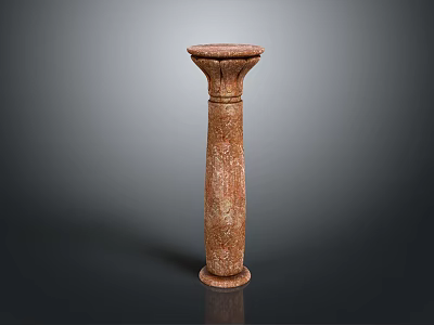 Classical Architectural Column With Brown Stone Carved Texture And Classic Design 3d model