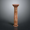 Classical Architectural Column With Brown Stone Carved Texture And Classic Design