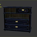 Dark Wooden Chest Of Drawers With Multiple Drawers And Yellow Decorative Labels