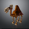 Cartoon Style Orange Camel With Single Hump Cheerful Expression And Standing Pose