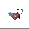 Pink Heart Shape With Blue Cross And Stethoscope Medical Icon Design
