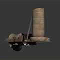 Modern Urban Industrial Scene With Brick Tower Metal Ladder Wooden Crates And Oil Drums