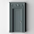 Dark Gray Hinged Door With Intricate Carved Trim And Elegant Classic Design