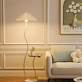 Cozy Modern Floor Lamp In Living Room With Beige Sofa Small Table And Green Plant