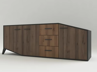 Modern Wooden Console Cabinet With Multiple Drawers And Doors For Entryway Decor 3d model