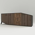 Modern Wooden Console Cabinet With Multiple Drawers And Doors For Entryway Decor