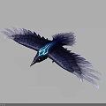 Mythical Blue Bird With Glowing Blue Patterns Flying In Mid Air 3d model