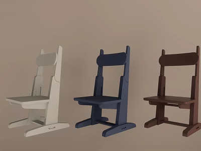 Children's Chairs With White Blue Brown Simple Design For Kids Room 3d model