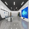 Modern Monitoring Room Interior With Large Display Screen Control Console And Data Visualization