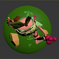 Cute Gnome Game Movie Character With Green Leaf Headpiece Long Beard And Red Berry Staff