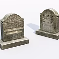 Stone and Wood Memorial Tombstones Featuring Carved Details and Name Inscriptions